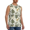 thumbnail image 2 of Uemuo Vintage Animals Palm Tree Pattern Men's Sleeveless T-Shirt,Muscle Athletic Tank Top, Moisture-wicking Quick-dry Breathable Classic Tee Top for Gym Run Outdoor Sports-Small, 2 of 8