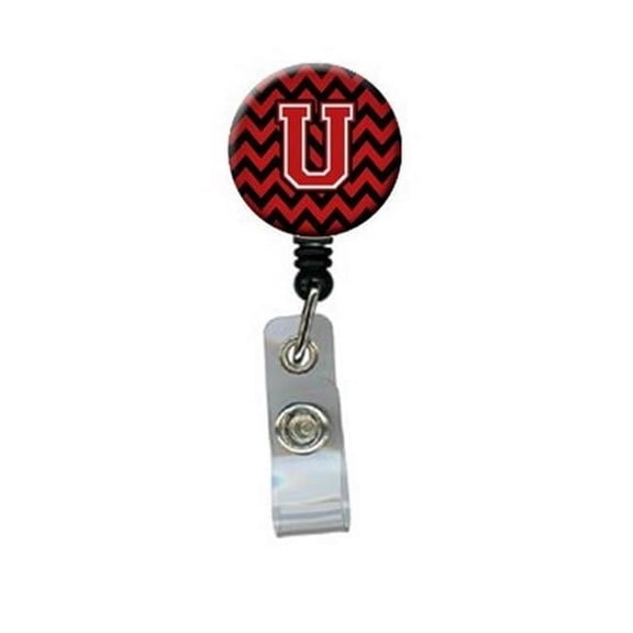 Carolines Treasures CJ1047-UBR Letter U Chevron Black & Red Retractable Badge Reel