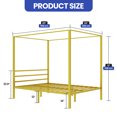 thumbnail image 6 of ModFusion Queen Size 14 Inch Canopy Bed Frame, Build in Headboard and Strong Metal Slat Mattress Support, Gold, Suitable for Adult, 6 of 7
