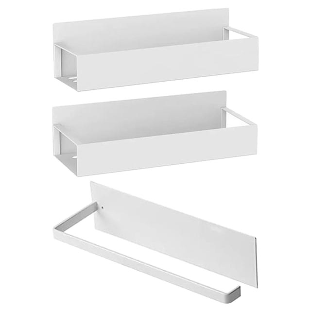 Piwvid Punch-Free Magnetic Storage Rack Organize, 3PCS Set Movable Shelf for Refrigerator, Space Saving Kitchen Holder for Jars, Versatile Metal Organizer for Kitchen Garage