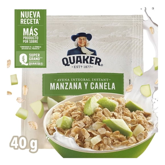 Avena integral Quaker instant manzana y canela 40 g