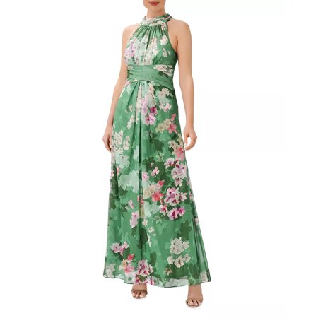 Adrianna Papell Floral Burnout Chiffon Gown