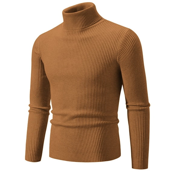 HomeGardon Sweaters for Men Knitwear Turtleneck Vintage Round Neck Solid Color Elastic Base Layer Sweater Pullover Fleecing Trend Sweater Coat,M-XXXXXL