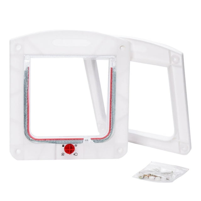 Puerta para gatos de interior, con 4 posiciones de cierre, resistente a intemperie, para gatos o perros, fácil de instalar, ideal para mascotas.