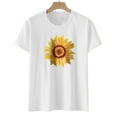 thumbnail image 5 of Babysbule Shirts for Women Women's Fashion Round Neck Short Sleeve Easter Sunflower Print Tops, 5 of 7