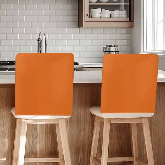 Orange Chair Covers Set of 4 Solid Color Chair Back Covers Stretch Removable Washable Slipcovers Protector for Dining Room Kitchen Party Decor