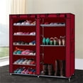 thumbnail image 2 of Veryke Double Rows 9 Lattices Combination Style Shoe Cabinet, Non-woven Fabrics & Steel Shoe Rack Storage Organizer - Wine Red, 2 of 7