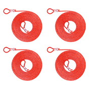 Heavy Duty Solid Braid 10 ft. Nylon Rope with permanent Loop ends - 4 Pack (Neon Orange)