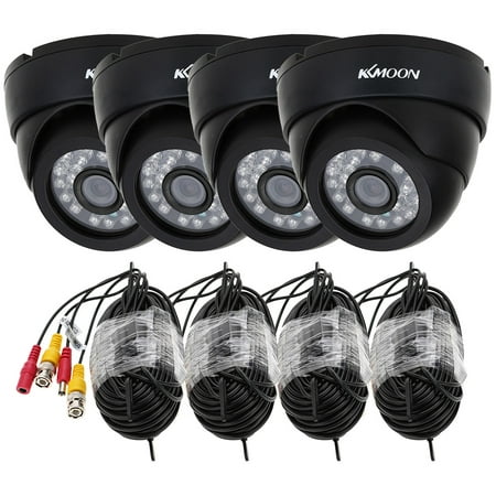 KKmoon® 800TVL Security Kit with 4pcs CCTV Camera + 4pcs 60ft Video Cable IR-CUT Home Surveillance NTSC System (Power Plug: 1=EU / 2=US / 3=UK / (Best Home Security Camera System Uk)