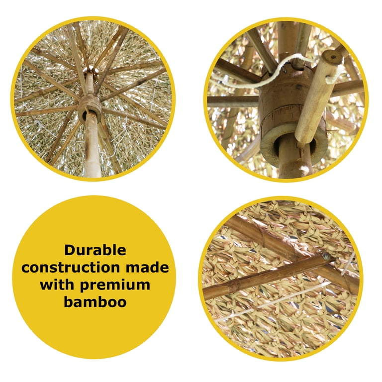 bamboo54 thatch patio umbrella Funsite 7.5ft Tiki Umbrellas for Outside, UV Protect with Tilt Design, Thatch Umbrella for Outdoor Tiki Bar, Tropical Palapa Tiki Hut Hawaiian Hula Beach Umbrella : Patio Aoodors 9ft Durable Bamboo Thatch Umbrella for