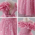 thumbnail image 5 of IBTOM CASTLE Girls Formal Dress Kids Party Wedding Party Birthday Princess Dresses Ball Gown Daughter Dance Dresses Sparkly Round Neck Lace Tiered Tulle Flower Girl Dress 3-4T Pink, 5 of 7