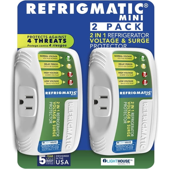 Refrigmatic WS-36300 Electronic Surge Protector for Refrigerator – Up to 27 cu. ft. (2 Pack)