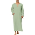 thumbnail image 2 of Baqcunre Mens Shirts Mens Muslim Arabia Casual Long Sleeve Pocket Loose Robe Shirt Muslim Robe Solid Shirts For Men Tops For Men Green L, 2 of 7