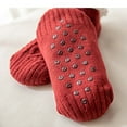 thumbnail image 5 of Xfvqtps Slipper Socks for Women Solid Color Knitted Low Warm Cozy Fuzzy Socks Non Slip Socks Indoor Winter Thermal Fluffy Socks Wine, 5 of 9