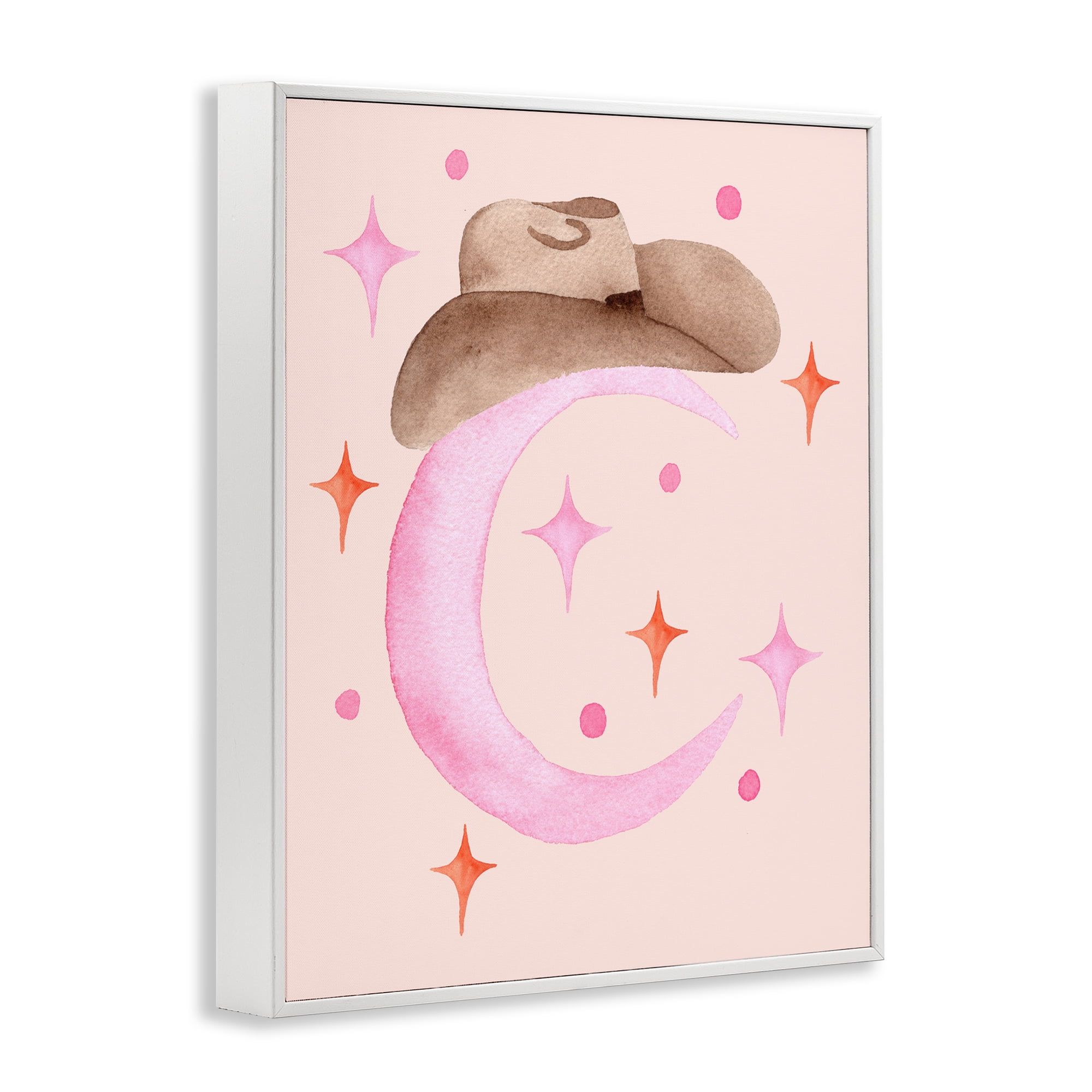 Moon Cowgirl Hat White Framed Giclee Art, design by Nina Jacobs