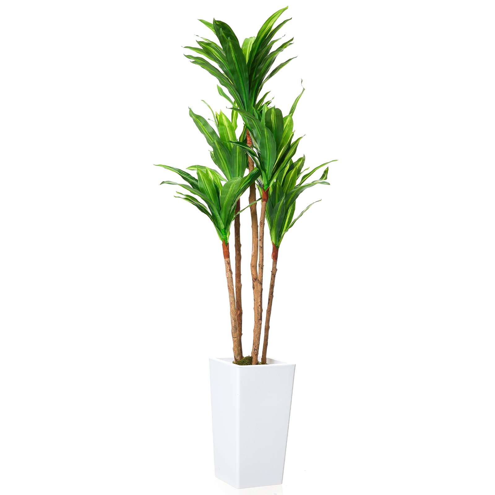 Accreate Faux Banana Tree Artificial Plant, Fake Potted Tropical Evergreen with Tall White Planter for Living Room, Entryway, Porch, or Office