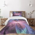 thumbnail image 3 of Ambesonne Trippy Quilted Bedspread Set 2 Pcs, Floral Vortex Design, Twin Size, Cadet Blue Dried Rose, 3 of 6