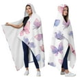 thumbnail image 2 of Wearable Blanket,White Background Butterfly Pattern Hooded Wearable Flannel Blanket for Adults & Teens,Winter Poncho Shawl Wrap Cape Cozy Anti-Pill,50"x60", 2 of 5