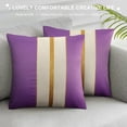 thumbnail image 3 of GOSMITH  Decorative Throw Pillow Covers 20x20 Inch for Living Room Couch Bed, Purple and White Patchwork with Gold Leather, Luxury Modern Home Decor, Accent Cushion Case, 3 of 5
