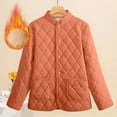 thumbnail image 2 of Women's Plus Size Quilted Jacket Small Stand Collar Striped Coat Corduroy Jacket Thickened Coat Jacket Oversized Puffer Coat(Orange 3XL), 2 of 7