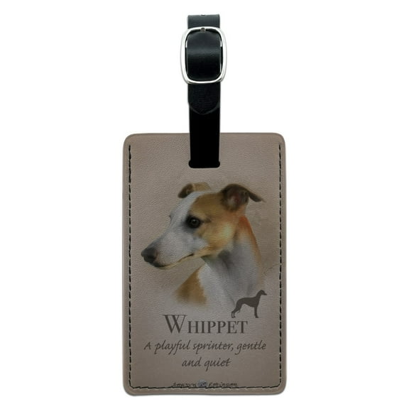Whippet Dog Breed Rectangle Leather Luggage Card Suitcase Carry-On ID Tag
