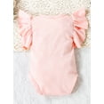 thumbnail image 5 of Aojekbee Infant Baby Girl Ruffled Sleeves Jumpsuit Letter Print Round Neck Romper for Mother's Day, 5 of 10