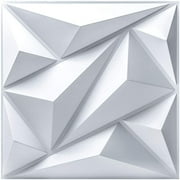 TABODD Art 3D Wall Panel 11.81''x11.81'' White Star Textured PVC Wall Panels for Interior Wall Decor, Pack of 12 Tiles