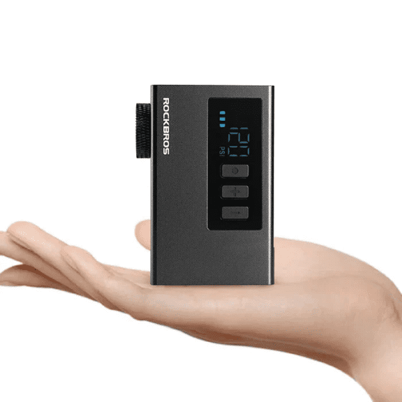 ROCKBROS 120PSI Mini Electric Air Pump, 420mAh USB Rechargeable with Display, Presta/Schrader Valves