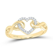 10K Yellow Gold Genuine Round Diamond Women's Infinity Twist Heart Ring 1/10 CT