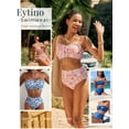 thumbnail image 5 of Eytino Women's Swimsuit Floral Print High Waisted Bikini Sets for Women Lace Up Front 2 Piece Swimsuit Ruched Ruffle Trim Bathing Suit XS, 5 of 9