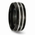 thumbnail image 4 of Titanium Grooved 8mm Men's Black IP-plated Matte Brushed Finish and Wedding Band Ring Size 7, 4 of 7