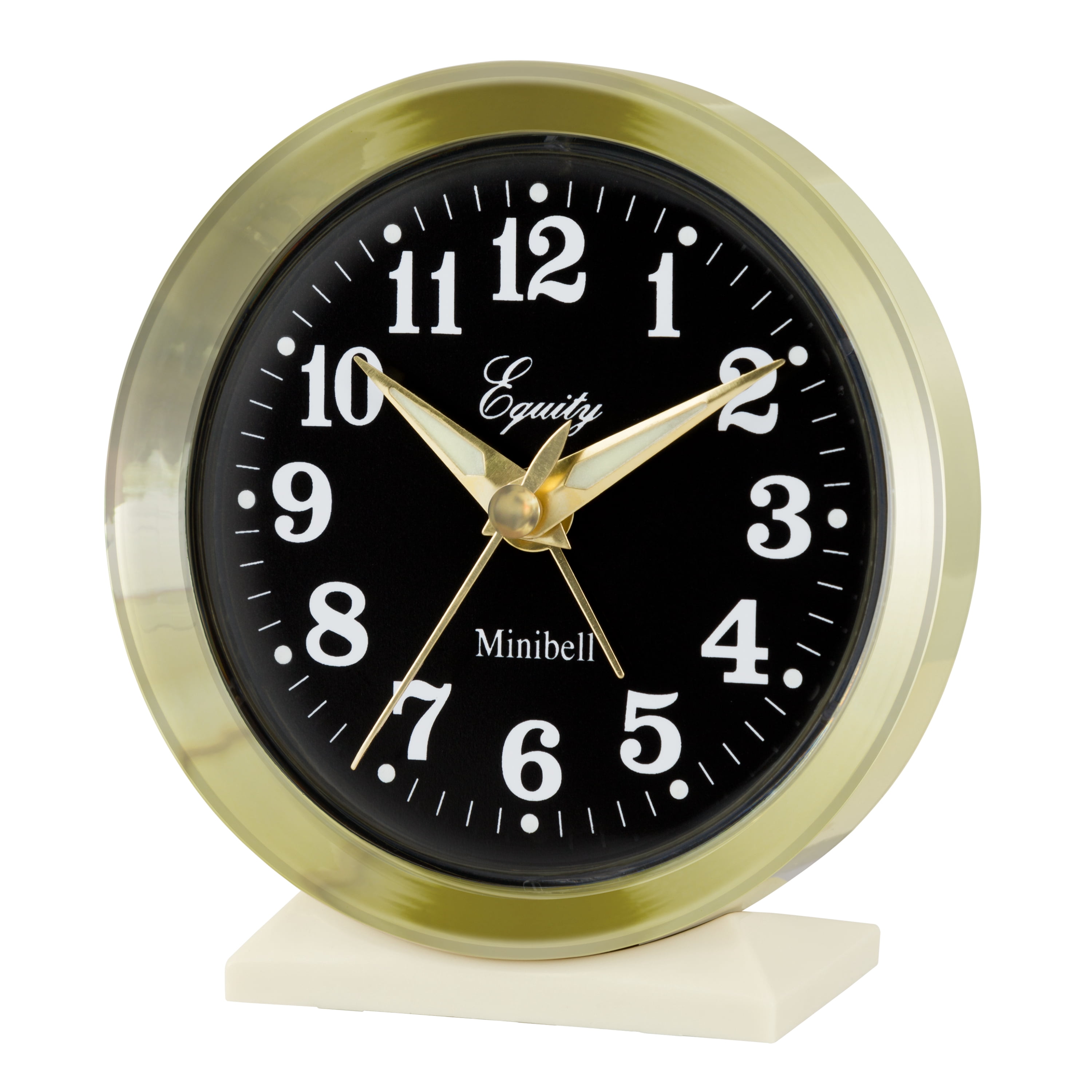 Equity Brass-finished Metal Analog Keywind Alarm Clock, 12020