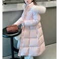 thumbnail image 2 of KAUOD Girls Quilted Parka Coats Winter Waterproof Padded Insulated Puffer Jackets Kids Long Faux-F𝐮r Hood down Outwear, 2 of 9