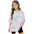 thumbnail image 6 of SGFCWSX Girls Short Sleeve T-Shirt, Teens Tie Dye Oversized Crew Neck Tees Casual Summer Tops Multicolor Size 14-15 Years, 6 of 8