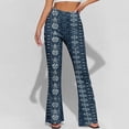 thumbnail image 4 of Oplxuo Flare Leggings for Women Vintage Ethnic Bell Bottom Stretch High Waisted Lounge Yoga Pants, 4 of 7