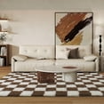 thumbnail image 5 of SARAG Super Soft Rug For Bedroom, 5x7ft Off-White And Brown Checkerboard Pastel Carpet Area Rug Classic Checkered Shaggy Soft Fluffy Rug Fuzzy Carpet For Living Room Bedroom Dorm Home Decor, 5 of 9