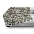 thumbnail image 3 of Christmas Soft Flannel Fleece Throw Blanket, Jumping Reindeers Border with Xmas Mistletoe Poinsettia Flower, Cozy Plush for Indoor and Outdoor Use, 60" x 80", Dark Green Burgundy, by Ambesonne, 3 of 6
