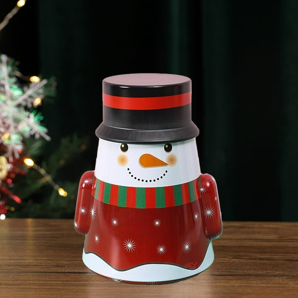 EGNMCR Christmas Decorations, Christmas Gift Box Christmas Storage Iron Box Candy Tea Can Christmas Gift Santa Claus Toppling Doll Colorful Storage Iron Box Festival packaging storage casket