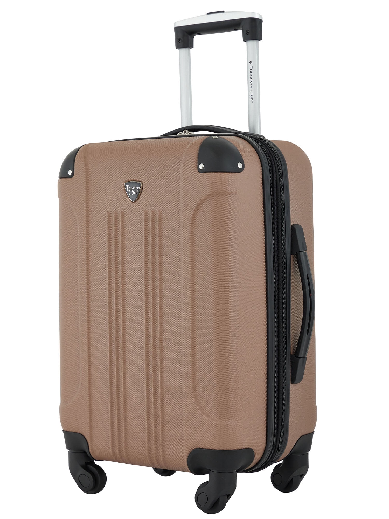 Travelers Club 20" Expandable Rolling Hard Side Carry-on Luggage, Mocha Brown