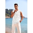 thumbnail image 5 of COOFANDY Men's Cotton Linen Tank Top Shirts Casual Sleeveless Lace Up Beach Hippie Tops Bohemian Renaissance Pirate Tunic, 5 of 10