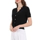 thumbnail image 4 of Suéteres de punto cortos de manga corta con cuello en V para mujeres Inspire Chic XL negro, 4 of 5