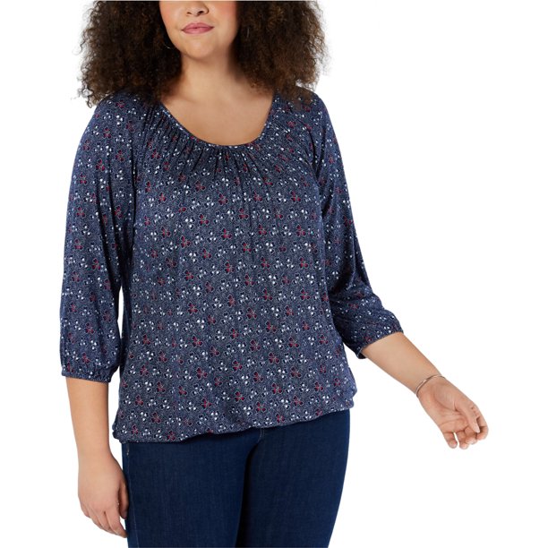 Michael Kors Blusa Campesina de Novia para Mujer, Azul, 3X