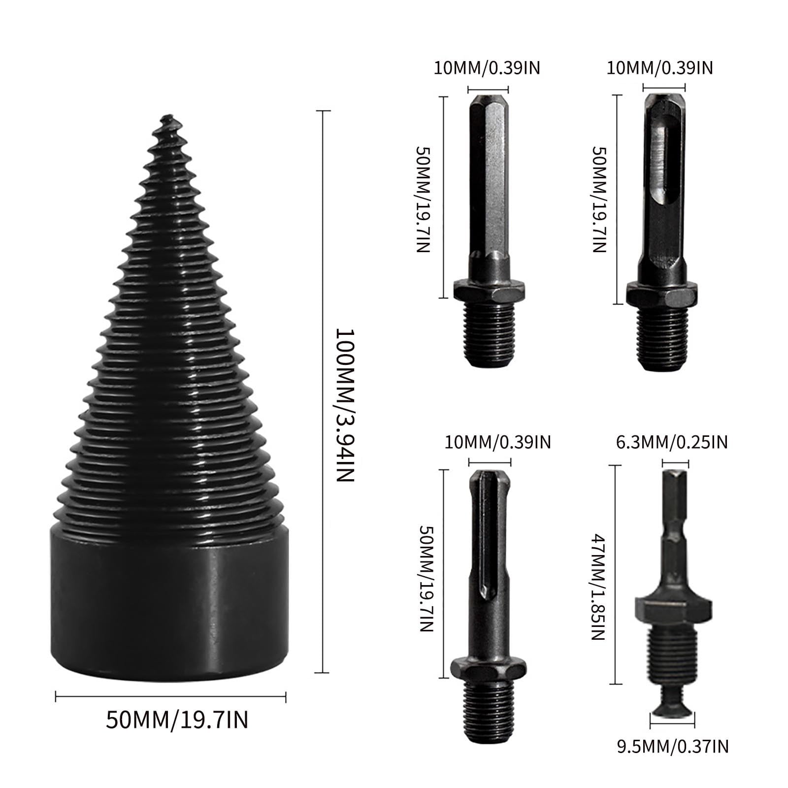 Ckraxd 5PCS Firewood Log Splitter Drill Bit Set | High Speed Wood Screw | Durable High Carbon Steel | Easy to Use for Home & Camping Wood Splitting