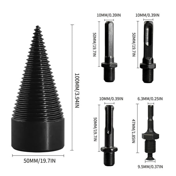 Conjunto de Tornillos de Alta Velocidad Del Divisor de Madera Del Taladro de Leña de Fuego de 5Pcs, Acero Al Carbono Alto para Troncos Hickory Noce Y Platanus Log Splitter Drill Bit