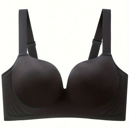 Yyeselk Seamless Bra for Women Push Up No Underwire Bra Full Coverage Hide Side Fat Comfort Lift Daily Wireless Bralettes Black XXL