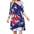 thumbnail image 2 of Robe à Motif Géométrique Sans Couture de Triangles Col Carré Robe d'Été Douce Femme Élégante Robe à Imprimé Licou Abstrait Cristal, 2 of 5