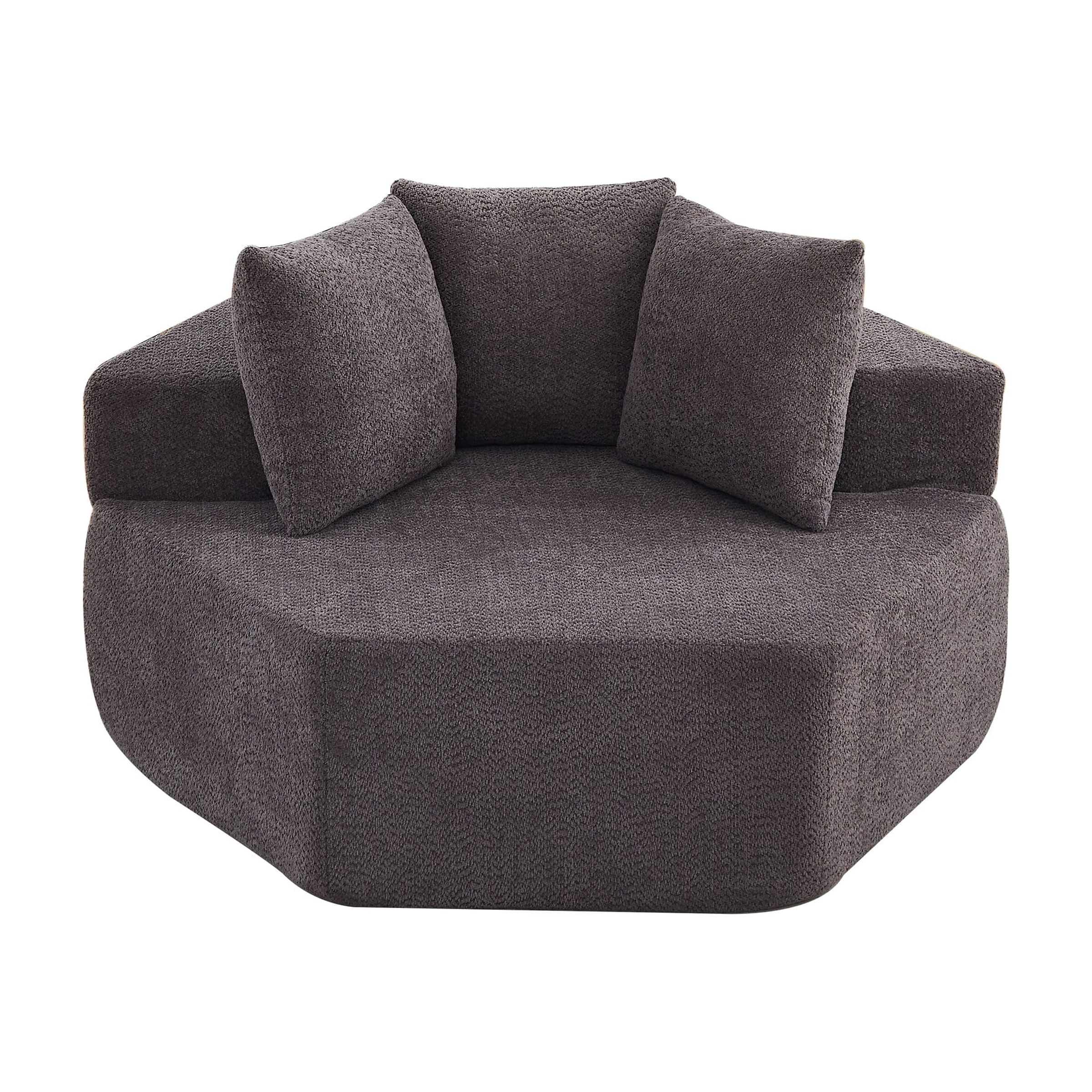 54-Inch Hexagonal Single Lounge Chair, Featuring Versatile Arrangements And A Modular Design; This Chenille-Upholstered Sofa Is Ideal For Lounges, Game Rooms, Living Rooms, And Bedrooms