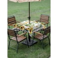 thumbnail image 4 of Outdoor Tablecloth with Umbrella Hole for Patio/Picnic/Party/Camping, Sunflower Gnomes Waterproof Table Cloth Square Cover Washable, Spring Farmhouse Country Daisy Leaf Plaid (60"x 60"), 4 of 8