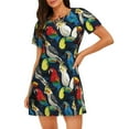 thumbnail image 1 of Easygdp Perroquet pour Chemise de Nuit Femme Manches Courtes Chemise Décontractée Imprimée, 1 of 6