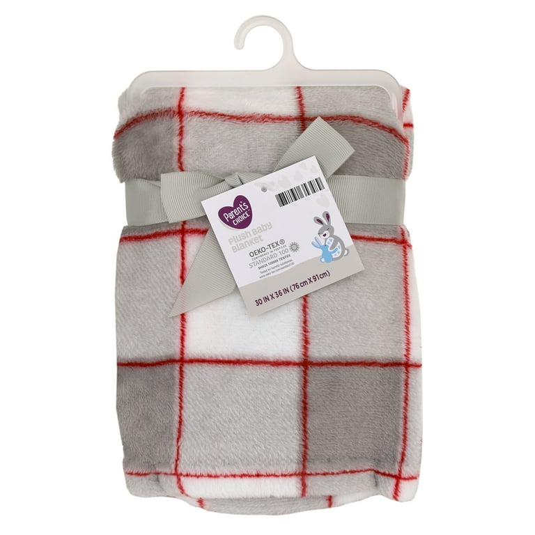 Parent s Choice Gray and White Buffalo Check Plush Baby Blanket